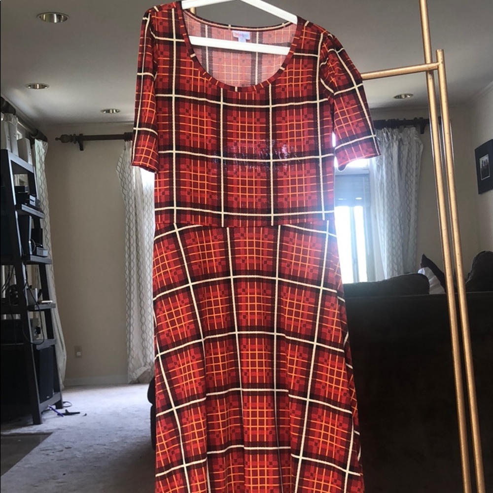 LLR Ana Dress Red Plaid XL